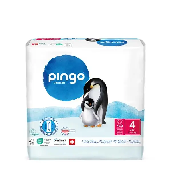 Pingo Ultrasoft Пелени Maxi, размер 4 (8–14 кг), 40 броя