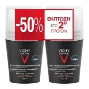 Vichy Homme Промо комплект Рол-он дезодорант против изпотяване до 48 ч, 2 × 50 мл