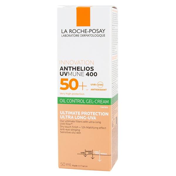 La Roche-Posay Anthelios UVMune Oil control Tinted, Face gel-cream with mattifying effect for oily skin SPF 50+ - tinted, 50 ml