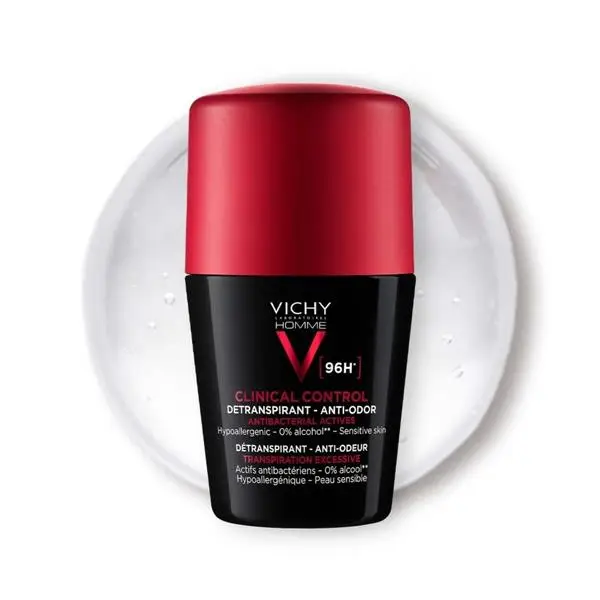 Vichy Homme Clinical Control Рол-он дезодорант против изпотяване с ефект до 96 ч., без алкохол - за мъже, 50 мл