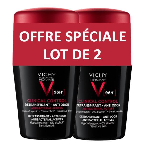 Vichy Homme Clinical Control Промо комплект Рол-он дезодорант 96 ч, 1+1, 2 × 50 мл
