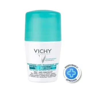 Vichy Рол-он дезодорант при обилно изпотяване с ефект до 48 ч - без следи, 50 мл