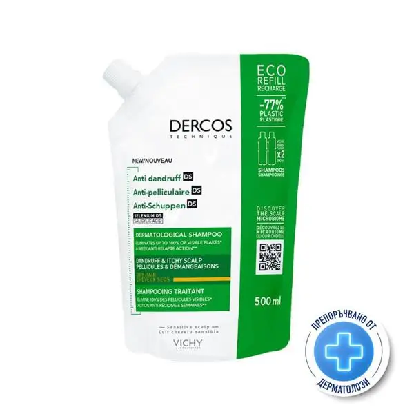 Vichy Dercos DS anti-dandruff shampoo for dry scalp, refill 500 ml