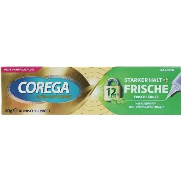 Corega Ultra Denture Fixing Cream, Mint Flavor, 40 g
