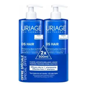 Uriage DS Hair Нежен балансиращ шампоан, комплект 2 х 500 мл
