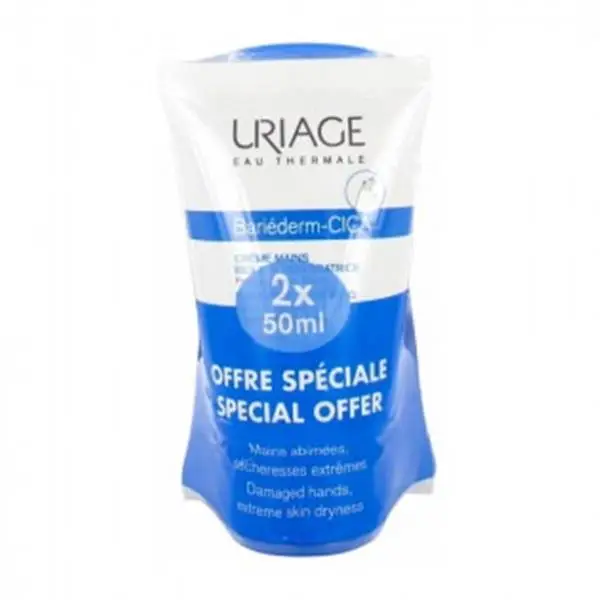 Uriage Bariéderm-Cica Изолиращ възстановяващ крем за ръце, комплект 2 х 50 мл