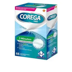 Corega (Корега) Tabs 3 минути Таблетки за почистване на зъбни протези, мента, 66 бр.